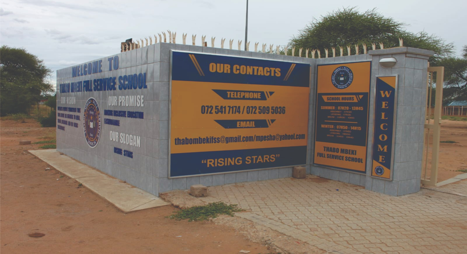 Thabo Mbeki Full Service School gate structure signage installed by BM Digital
